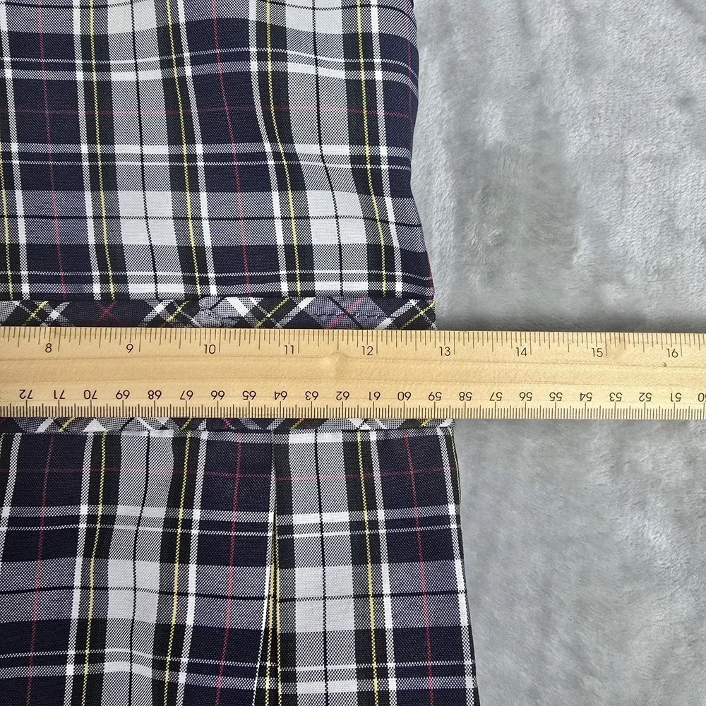 Dennis Uniforms Girls Size‎ G3 Dress Blue Green White Plaid V-Neck Pleated